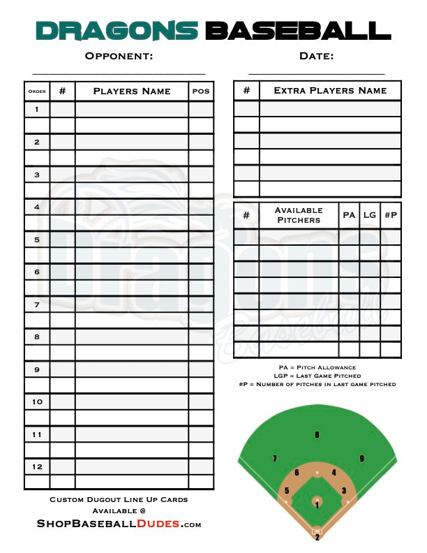 Custom penultimate Dugout Lineup Card custom-penultimate-dugout-lineup-card